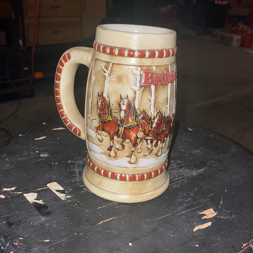 Vtg. CS50 1981 Budweiser Bud Snowy Woodland Stein 2nd Series  Holiday Beer Stein